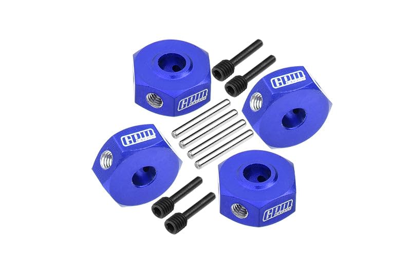 Aluminum 7075 Hex Adapters (12mm) for Losi 1/18 Mini LMT 4X4 Brushed Monster Truck RTR-LOS01026 Upgrade Parts - Blue