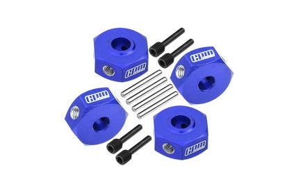 Aluminum 7075 Hex Adapters (12mm) for Losi 1/18 Mini LMT 4X4 Brushed Monster Truck RTR-LOS01026 Upgrade Parts - Blue