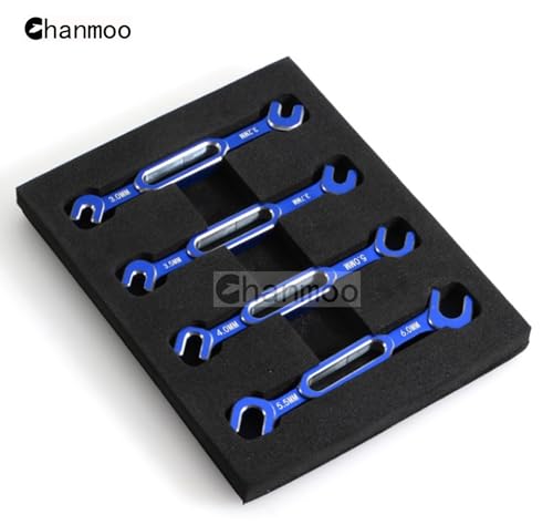 RC Aluminum Alloy Wrench Turnbuckle Nut Ball 3.0/3.2/3.5/3.7/4.0/5.0/5.5/6.0mm Joint Remover Universal Repair Tools Set For RC Crawler Truck Off Road Car Boat Drone Airplane (Bule) - color: Bule