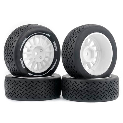4PCS 1/10 RC Rally Tires & Rims, 58x22mm 12mm Hex Wheel Set, Fits for MJX 14303 14304 1/14 Scale On-Road Car W310 (White) - color: White