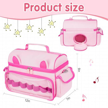 Carrying Case Compatible with Toniebox 2 & 1 Starter Set & Tonies Figures | Cute Storage Bag Fits for Tonies Characters, Headphones & Accessories, Travel Case with Clear Pocket & Speaker Window,Pink - color: Pink