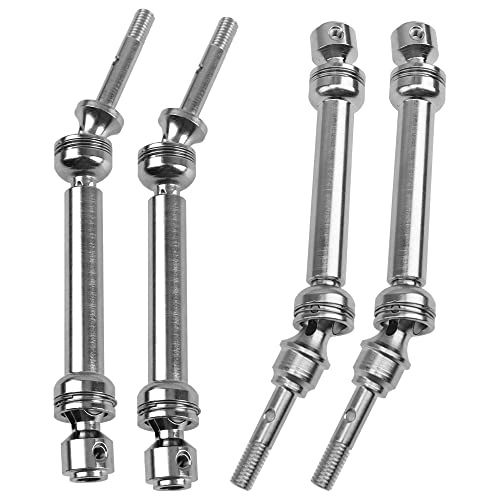 2Pairs ShareGoo Front & Rear Steel Drive Shaft Transmission Axle Compatible with Traxxas Slash 4X4 Nitro Rustler VXL Stampede 4X4 1/10 RC Car Truck (Silver) - color: Silver