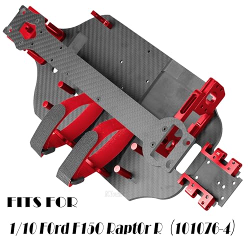 RC Upgrades Part Chassis Protect Armor Skid Plate Guard for 1/10 F0rd F15O Rapt0r R(101076-4),Carbon Fibre hassis Protect Armor Hops Up,Red - color: Red-(upgrades）