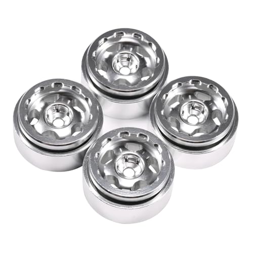 RC Models Parts For TRX4M For SCX24 AX24 For FCX24 Enduro24 1/24 1/18 4Pcs Aluminum 1.0 Beadlock Wheel Rims With Negative Offset RC Car Crawler Upgrade(Silver) - color: Silver