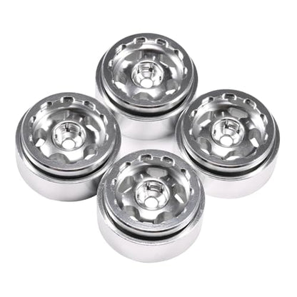RC Models Parts For TRX4M For SCX24 AX24 For FCX24 Enduro24 1/24 1/18 4Pcs Aluminum 1.0 Beadlock Wheel Rims With Negative Offset RC Car Crawler Upgrade(Silver) - color: Silver