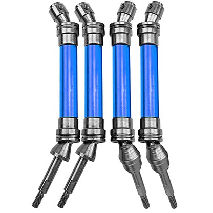 Front & Rear Universal Drive Shaft CVD w/Wheel Hex Hub Compatible with 1/10 Traxxas Slash VXL 4x4 /Stampede VXL 4X4/Hoss VXL 4X4 RC Car Upgrade Part (Blue) - color: Blue