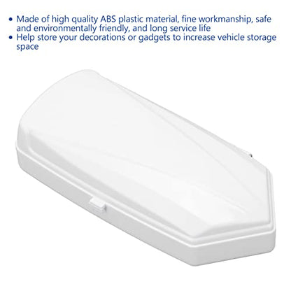 RC Car Roof Carrier Box, Simulation RC Roof Trunk Luggage Suitcase Storage Box with Stickers & Mounting Brackets for 1/10 1/8 RC Car Parts (White)