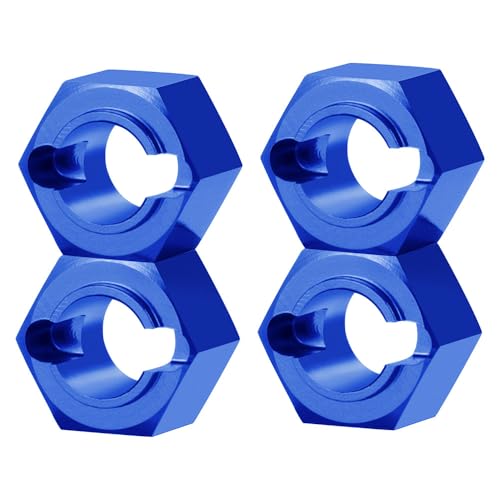 1Set/4PCS RC Aluminum Wheel Hex 7mm Hub Adapters for LOSI Mini-T 2.0 1/18th RC Off-Road Car Truck Upgrades Parts (Blue) - color: Blue