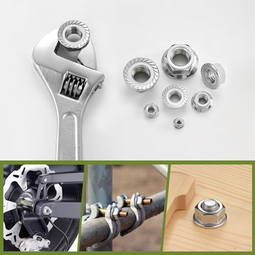 M4 Flange Nuts 220Pcs, Metric M4-0.7mm Serrated Flange Hex Nuts 304 Stainless Steel 18-8, Bright Plain Finish - size: M4-0.7