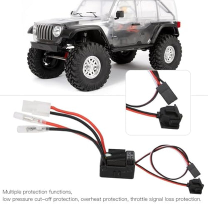 60A Brushed ESC, 2-3S Water Proof Electric Speed Controller with 6V/3A BEC 320A Burst Current for 1/10 RC Car Truck Crawler
