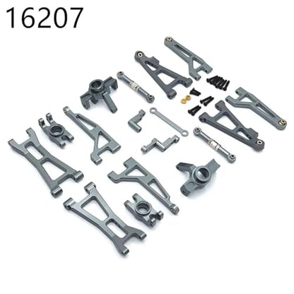 RC Accessory Compatible with MJX 16207 16208 16209 16210 Metal Front and Rear Suspension Arm Steering Cup Link Rod Set 1/16 RC Car Upgrade Parts Kit(Gray,16207) - color: Gray, size: 16207