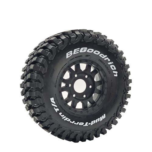 1/7 1/8 1/10 RC Short Course Truck Tires OD 4.96"And Wheels 12mm 14mm 17mm Hex For 1:10 1:8 1:7 Scale Off Road Truck Car ARRMA Mojave 4S 6S TRAXXAS Slash 2WD FS FSR Axial Losi Rc4wd (Black) - color: Black