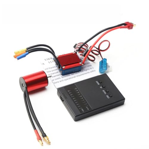HUIOP RC car Motor, S2435 4800KV Brushless Motor 4P Sensorless 25A Brushless ESC Electric Speed Controller Programming Card for 1/16 1/18 RC Car Truck