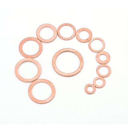 300 Pieces 12 Sizes Copper Metric Sealing Washers Assortment Set