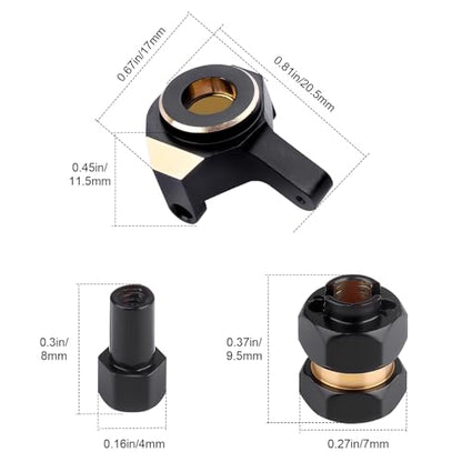 Hobbypark Brass Steering Knuckles Carriers and Brass Extended 7mm Wheel Hex Hubs Adapters for Axial SCX24 Upgrades Parts 1/24 RC Crawler Car (Black-Gold) - color: Black-gold
