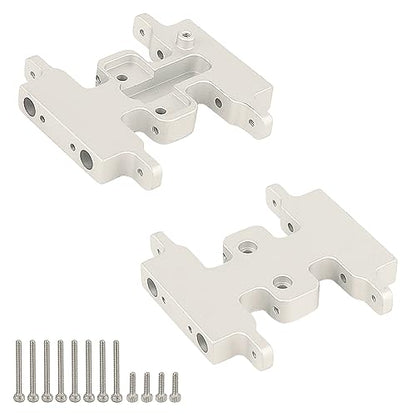 Aluminum Alloy Skid Plate Transmission Bottom Mount for Axial SCX24 C10 JLU Deadbolt Gladiator Bronco 1/24 Crawler Upgrade Parts (Silver) - color: Silver
