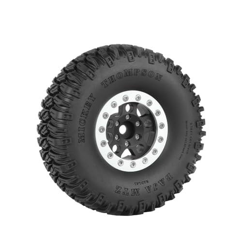 4PCS 1.55 Inch Aluminum Alloy 5Spoke Beadlock Wheel Rim Tyre and 95mm Rubber Tires Set for 1/10 RC Rock Crawler Car Upgrade Parts for Tamiya Axial AX90069 D90 TF2 CC01 LC70 (Black Silver) - color: Black Silver