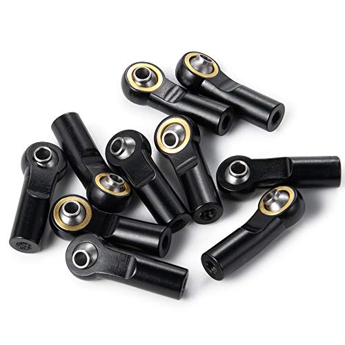 QUE-T 10pcs M3 Link Tie Rod End Metal Ball Joint Head for 1/10 RC Crawler Car Boat (Black) - color: Black