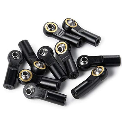 QUE-T 20pcs/Set M3 Link Tie Rod End Metal Ball Joint Head for 1/10 RC Crawler Car Boat (Black) - color: Black