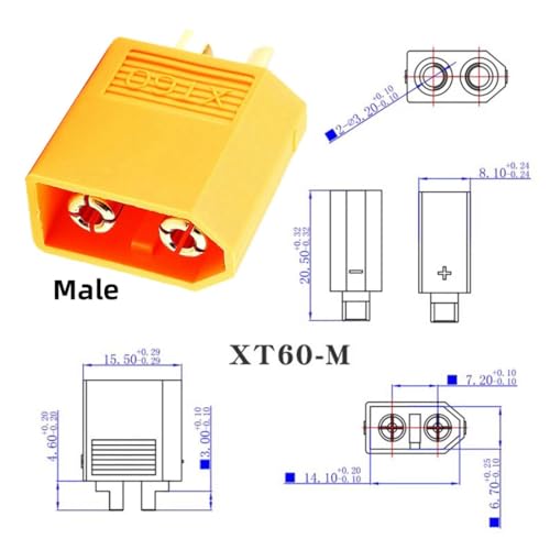 chenyang XT60 to DC Adapter,DC 5.5x2.1mm Male to XT60 Male 90 Degree Angled Bidirectional Charging Conversion Adapter for Aircraft Model/Car Model/Remote Control Toy/Battery Charger - style: DC Male to XT60 Male Angled