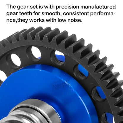 Metal Spur Gear Slipper Clutch 57T(0.8) with 3.17/5mm Pinion Gear Sets (15T/16T/17T) Upgrades Parts for 1/10 Granite/Senton/Big Rock/Vorteks 3s & 550,Kraton/Outcast 4S,1/8 Typhon 3s,Navy Blue