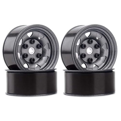 4PCS 1.55 inch Metal Beadlock Wheel Hub RC Car Aluminum Alloy Wheel Rim Compatible with 1/10 RC Crawler Car Model D90 TF2 Tamiya CC01 CC02 LC70 LC80 (Grey) - color: Grey