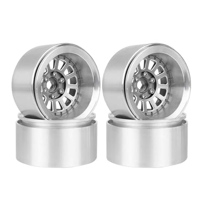 Aluminum 2.2" Beadlock Wheel Offset -10mm Metal Rims for SCX10 RR10 TRX4 VS4-10 Gen8 1/10 RC Crawler Car Upgrade Parts (12-Spoke, Gray) - color: 12-spoke, Gray