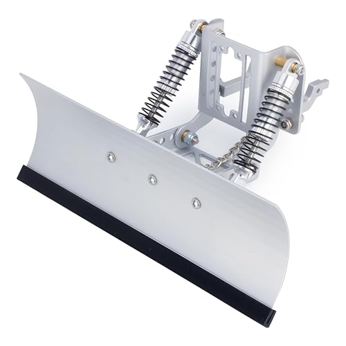 RC Snow Plow for TRX4M & SCX24, Adjustable Aluminum 1/18 1/24 RC Crawler Plow, Servo Operated Snow & Sand Shovel Upgrade, CNC Metal RC Plow Truck Accessory (Silver) - color: Silver