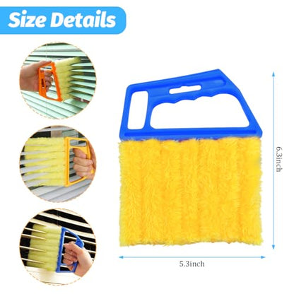 3PCS Car Window Blind Cleaner Duster Tool, 7 Fingers Microfiber Vehicle Handheld Shutter Dusting Cleaning Brush, Removable Auto Air Conditioner Vents Cleaner, Universal Fit (Blue) - color: Blue