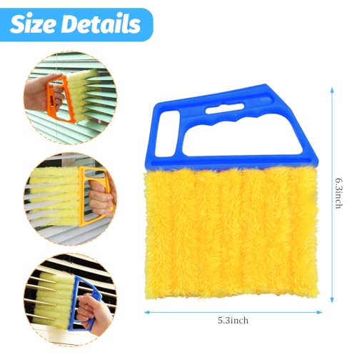 3PCS Car Window Blind Cleaner Duster Tool, 7 Fingers Microfiber Vehicle Handheld Shutter Dusting Cleaning Brush, Removable Auto Air Conditioner Vents Cleaner, Universal Fit (Blue) - color: Blue
