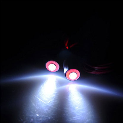 QUE-T 10mm 2 LEDs Angel Eyes & Demon Eyes LED Headlight/Back Light for 1:10 RC Model Crawler Cars, (Red + White, 10MM) - color: Red + White, size: 10MM