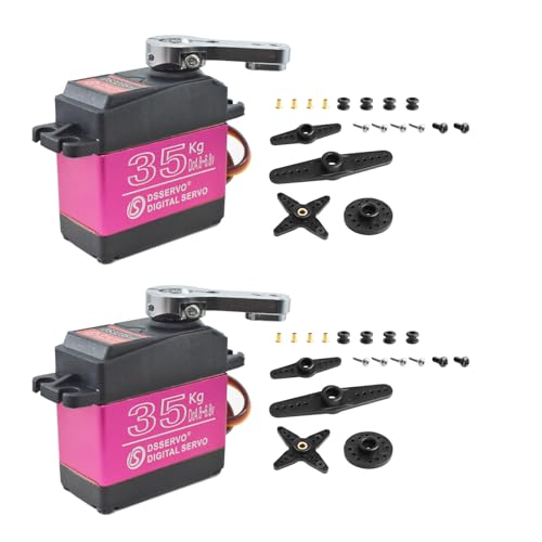 2Pcs 35KG Digital Servo 4.8-6.8V DS3235MG Stainless Steel Full Metal Gear High Torque Waterproof RC Servo for 1/8 1/10 Baja RC Car Rock Crawler Truck Buggy Airplane Boat Robotic Projects