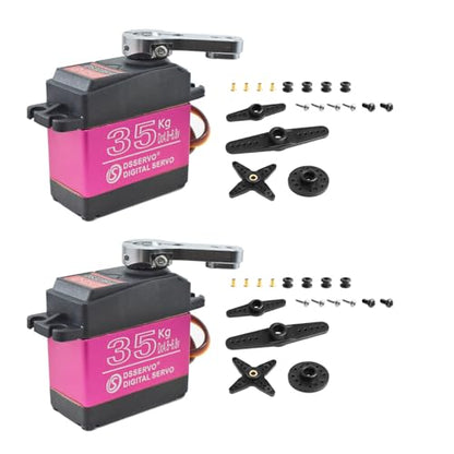 2Pcs 35KG Digital Servo 4.8-6.8V DS3235MG Stainless Steel Full Metal Gear High Torque Waterproof RC Servo for 1/8 1/10 Baja RC Car Rock Crawler Truck Buggy Airplane Boat Robotic Projects