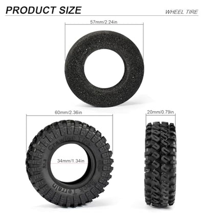 1.3" Crawler Tires for TRX4M 1/18 SCX24 1/24 RC Crawler Upgrade Part | RC Rubber Tires with Foam Insert,60x20mm - size: 1.3"