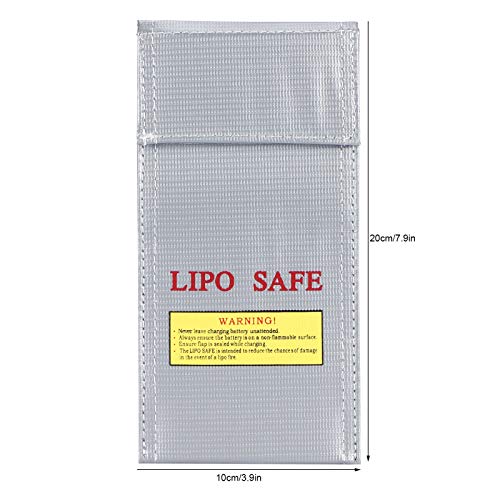 Glass Fiber Lithium Ion li po Safe Bags Fireproof Explosion Proof Storage Pouch Box Protector for Charging and Storage 10x20cm Silver , Battery Bag , Glass Fiber Lithium Ion li po Safe Lipo Bags
