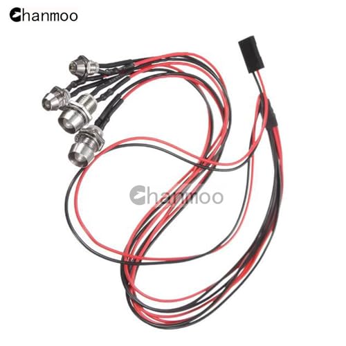 2Pack 4Leds RC Car LED Lights White Headlights Red Taillight Kit Accessories for RC Buggy Truck Tank Crawler Car SCX10 SCX24 TRX4 TRX6 Slash Rustler Redcat 4WD Traxxas HSP Tamiya Redcat