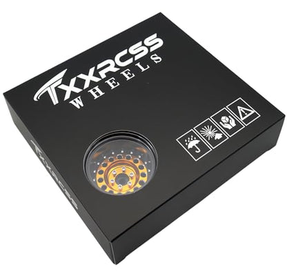 RC 1.9 Inch Beadlock Wheels Negative Offsets 10mm Rims Hex 12mm Aluminum Wheel for TRX4 TRX6 SCX10 Gen8 1/10 RC Crawler Remote Control Car Upgrades Accessories 4pcs (Golden) YK1906 - color: Golden