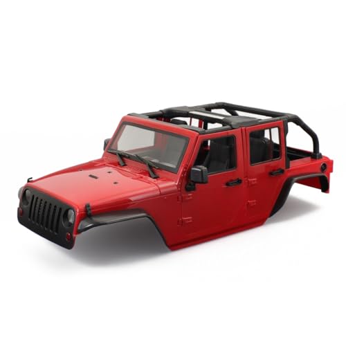 1/10 RC Jeep Wrangler Convertible Hard Shell Kit, for 1/10 RC Crawler TRX4 Axial SCX10 90046 90027 313 Wheelbase Shell Modification Accessories (Red) - color: Red