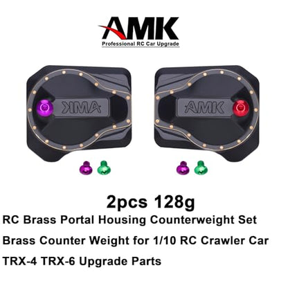 AMK TRX4 Brass Differential Cover, TRX4 Portal Axle Housing Brass Diff Cover with Oiling Hole, Front and Rear Axle Housing Covers for 1/10 RC Crawler Car TRX4 Upgrade Parts