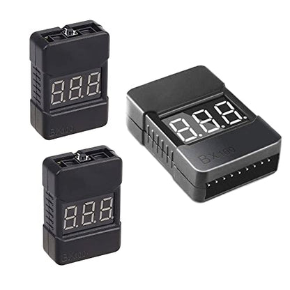 3 Pack BX100 RC 1-8S Low Voltage Buzzer,Sound Alarm Warning Checker,Lipo Battery Tester with LED Indicator for Lipo/Li-ion/LiMn
