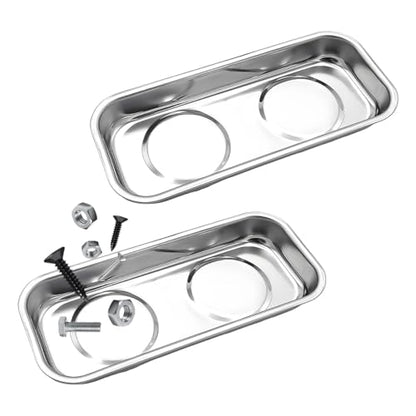 2 PCS Magnetic Parts Tray Set, Stainless Steel 5.6"×2.5" Square Magnetic Tool Tray for Mechanic's, Thickened Magnet Parts Tray for Screws, Bolts, Nuts, Washers, Pins - color: 5.6"×2.5" Square
