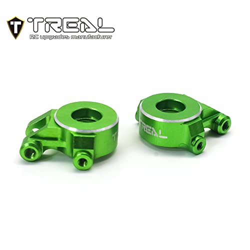 TREAL Aluminum 7075 Front Steering Knuckles Set (2P) L&R CNC Machined Upgrades Compatible with 1/18 TRX4M (Green) - color: Green