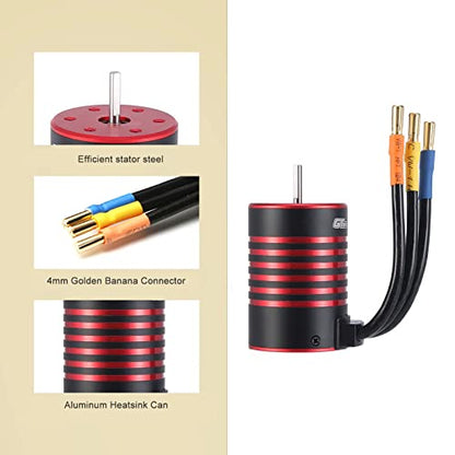 GoolRC 3650 Brushless Motor 5200KV RC Car Motor Waterproof Motor 60A ESC T Plug for 1/10 RC Car Truck - size: 5200KV