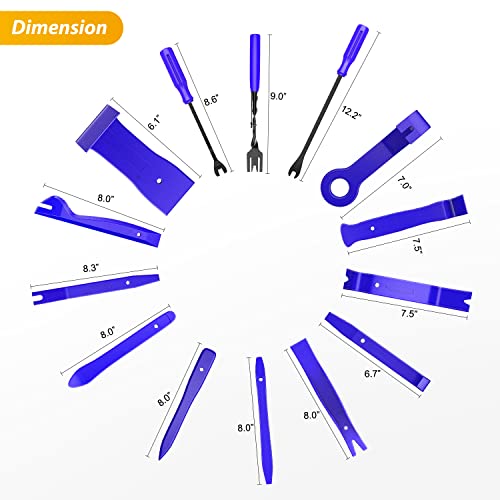 GOOACC 200Pcs Auto Trim Removal Tool and Push Pin Retainer Clip Set | Fastener Terminal Remover Adhesive Cable Clips Round Handle Crowbar Kit Car Panel Radio Auto Clip Pliers - color: 200Pcs Clips Removal Kit Blue