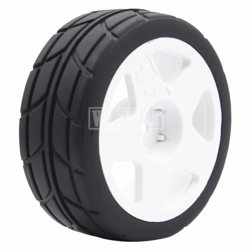 4PCS RC 1/10 On-Road Tires 65mm RC Rubber Tires w/Plastic Wheel Rim 12mm Hex Fit for 1/10 RC On-Road Rally Car HPI Tamiya TT01 TT02 Kyosho Wltoys 144001 - color: White 6
