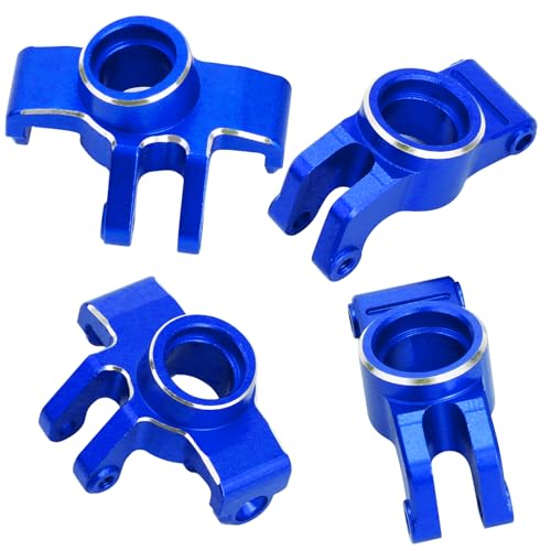 Aluminum Front Steering Block Knuckles & C-Hubs Caster Blocks & Rear Hubs Hops Up for ARRMA 1/18 Granite GROM,1/14 Typhon GROM Upgrades Parts (Blue) - color: Blue