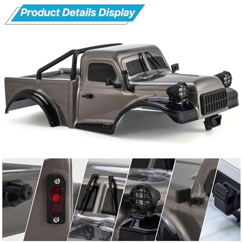 RC Truck Pickup Body Shell for 1/18 RC Crawler Car TRX4M Defender Bronco (Gray) - color: Gray