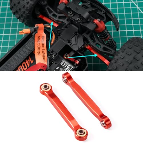 Aluminum Red Steering Links for Arrma 1/18 Granite GROM MEGA 380 | Brushed 4X4 Monster Truck ARA2102 RC Upgrade Parts - color: Red