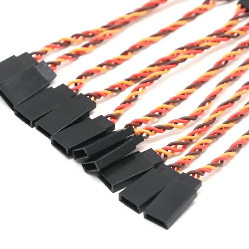 30 Pcs Servo Extension Cable 10-100cm Anti-Interference for Futaba JR RC Helicopter Car | Anti-interference servo wire set, 6 lengths 10-100cm, 30 pcs, compatible with Futaba & JR receivers.(100cm Cable) - color: 100cm Cable