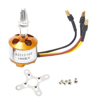 A2212 1400KV Brushless Motor 10T for RC Aircraft/Multicopter(1PC) | 1400KV high-speed output, 10T winding for strong thrust, pre-soldered 3.5mm plugs, 12A/60s capacity, 2-3S Lipo,